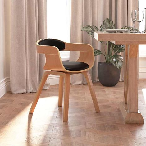 vidaXL Chaise à manger Noir Bois courbé et similicuir (1/5)