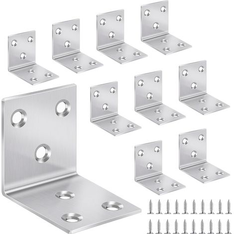 Lot de 10 Équerre, Acier Inoxydable 40x40x40mm, Angle Droit 90 Degrés, Fixation Meuble Bois (1/5)