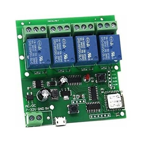4 canaux WIFI Momentary Inching Relais Module d'interrupteur de sécurité automatique, contrôleur de porte de garage WiFi DIY (5-32 V) (1/3)