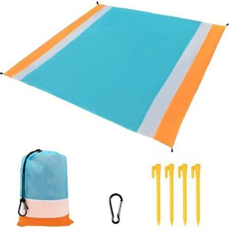Strandmatte 200 x 210 cm mit 4 Heringen für Strandpicknicks, Camping, Picknicks und Outdoor-Aktivitäten (1/4)