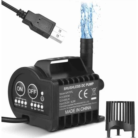 Pompe mini 5V QR70TL 400L/H 3m USB aquarium/bassin (1/5)