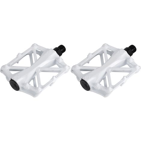 2 x Pédales Vélo Route en Aluminium Léger avec Roulements (Blanc) (1/3)