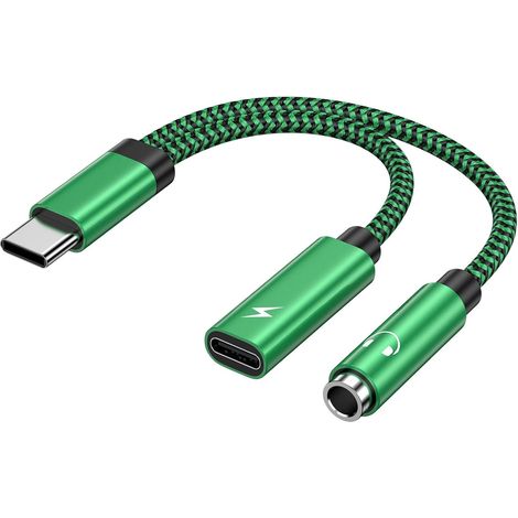 1 Adaptateur USB C, Connecteur 2 en 1, Prise Jack 3,5 mm, Charge Simultanée, Audio Hi-Fi, Pour Smartphone Tablette (1/5)