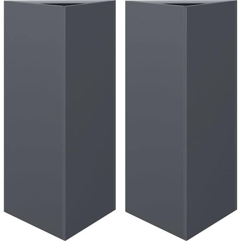 Fioriere 2 pz Vaso Antracite Triangolari 40x34,5x75 cm in Acciaio (1/4)