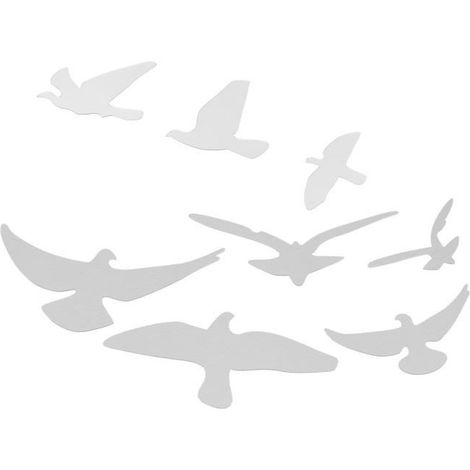 Sticker mural Autocollant Mural Miroir Forme d\Oiseau Stickers Muraux Bricolage pour Décoration de deco murale Noir Argent