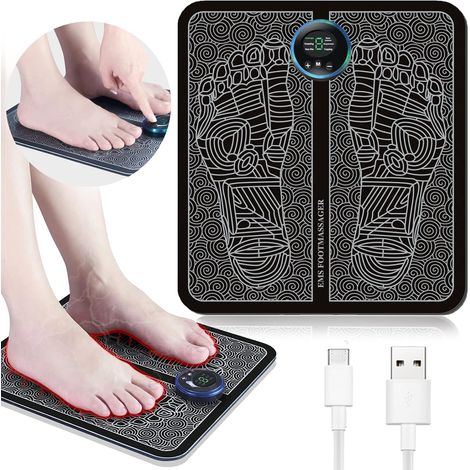 Appareil de massage électrique pour les pieds, masseur de pieds EMS à 6 modes, rechargeable par USB pour soulager la douleur et améliorer la circulation sanguine.-AquaForge