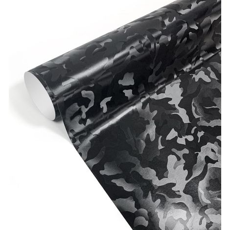 Covering Voiture, Film Covering Carbone en Vinyle 30 x 150CM Camouflage Noir, Autoadhésif Imperméable sans Bulles, Autocollant Voiture pour Tuning Décoration de Auto, Moto, Vélo (1/5)