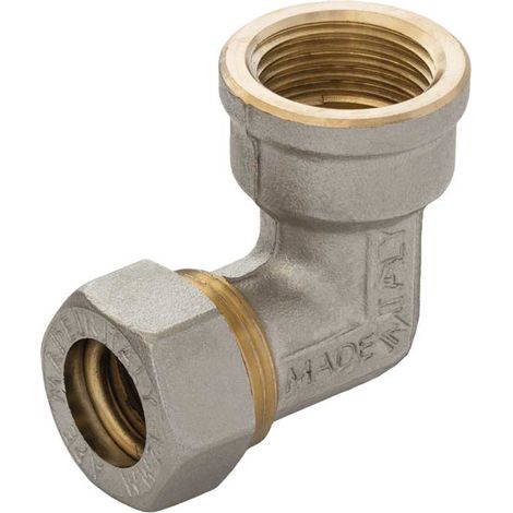 GOMITO FEMMINA A COMPRESSIONE O-RING PER TUBO RAME APE Ø18 x 3/4