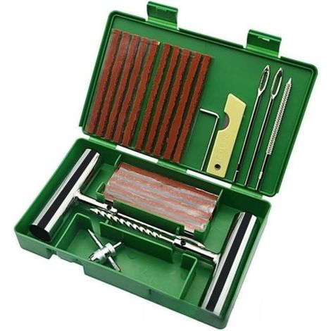 Ensemble de 33 pièces, kit de réparation de pneus, kit anti-crevaison pour voiture, outils de réparation de crevaison, adapté aux (1/4)