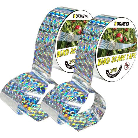 Lot de 2 bandes réfléchissantes pour oiseaux - Ruban double face pour effrayer les oiseaux - Pour maison, jardin, cour, verger, terrasse, extérieur - 250 m (1/5)
