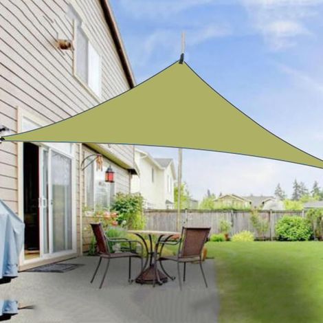 Tenda parasole triangolare verde 3x3x3 m, impermeabile, traspirante e con protezione UV, ideale per patio, giardino e cortile. (1/5)