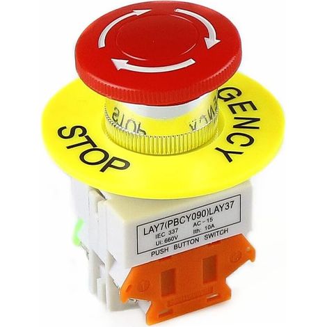 Interrupteur à bouton d'arrêt d'urgence  Couvercle champignon rouge   Convient pour ascenseur Locking Auto Lock (1/5)