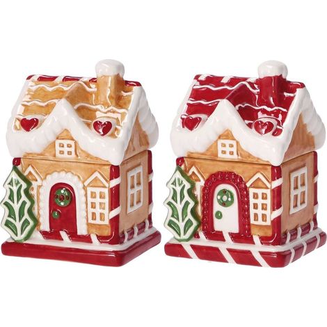 Ad Trend Scatola Casetta Natale Ceramica Ass. 9 x 8 x 13 Cm Multicolor 1 Pz (1/4)