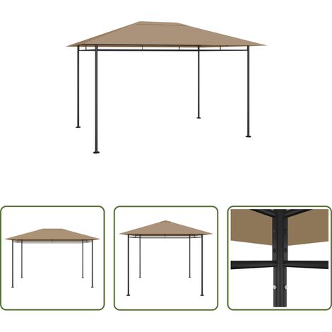 vidaXL Tente extérieur - Belvédère 384x281x270 cm Taupe 180 g/m² (1/5)