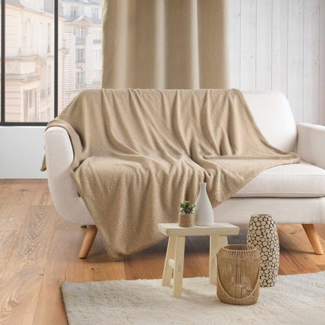 Plaid XXL 220x240 en bouclette coloris beige (1/5)