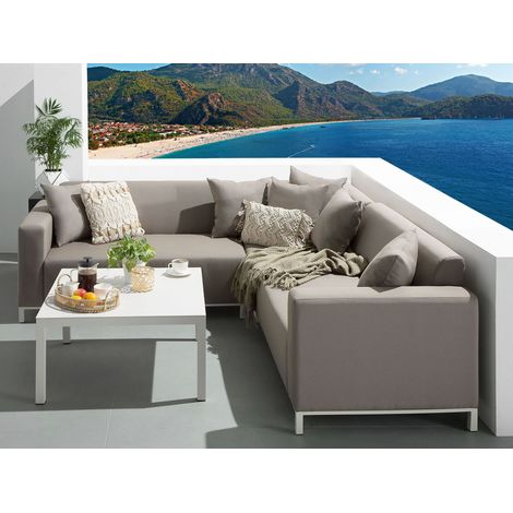 Conjunto de jardín de 6 piezas gris pardo con marco de aluminio con cojines Belize (1/5)