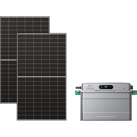 Zendure SolarFlow 800 Plus - Centrale Balcon 1920Wh, Onduleur de Balcon 800W, 1500W Entrée Solaire, Batterie LFP 48V Extensible 11.52kWh, Gestionnaire IA ZENKI, avec 450Wx4 Panneau Bifacial