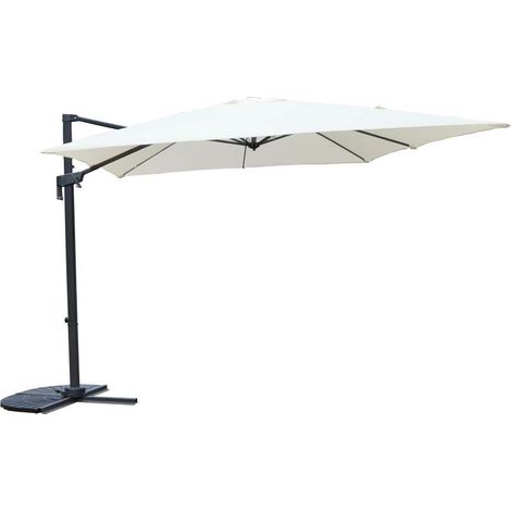 Ombrellone Ecru 3x3 m - Palo Laterale Rotante 360° - Design Elegante in Alluminio