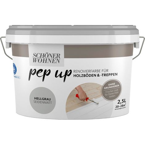 Schöner Wohnen Pep Up Renovierfarbe Holzböden Treppen hellgrau seidenmatt 2,5 Ltr. (1/2)