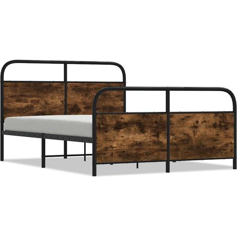 Lit double  Lit adulte  Cadre de lit sans matelas 120x190 cm chêne fumé bois ingénierie