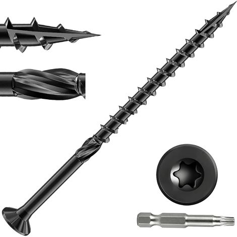 Lot de 50 vis à bois Torx 4,8 x 75 mm noires avec embout pour charpente en bois (1/5)