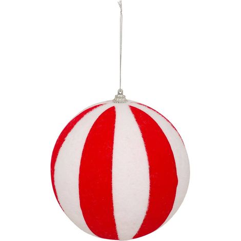 Pallone in polistirolo a righe d.15cm rosso e bianco - Atmosphera créateur d'intérieur
