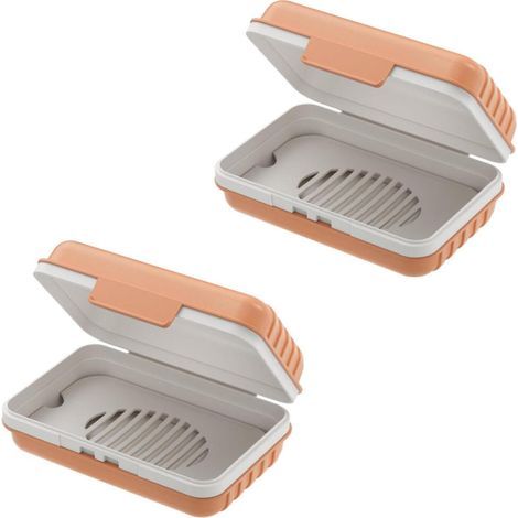 Porte-savon de bain, porte-savon de voyage avec couvercle pour salle de sport, camping, articles de toilette de voyage, orange, 2 pièces (1/5)