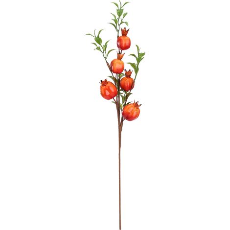 (6 Stück pro Packung) (Verkauf pro Stiel, 60 cm/48 g, transparenter Beutel mit fünf Früchten pro Stiel) Getrockneter künstlicher Granatapfelzweig, Dekoration für Blumenarrangements. (1/5)