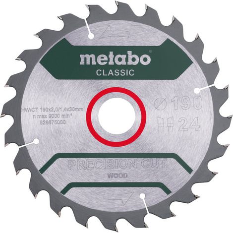 Metabo Sägeblatt precision cut wood - classic, 190x30 Z24 WZ 15° /B (1/3)