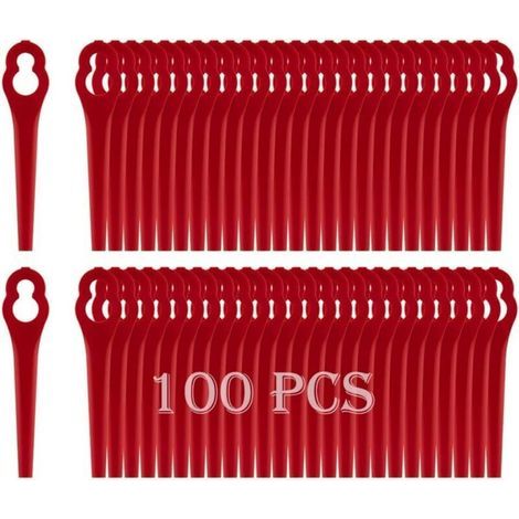 Lames plastique pour tondeuses Einhell. lot de 100 pièces. Enroulées. remplacement facile et durable.