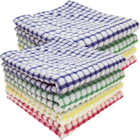 Torchons de cuisine, 30 cm x 30 cm, grand paquet de 8 torchons 100 % coton, pour sécher la vaisselle, le linge et les serviettes (1/5)