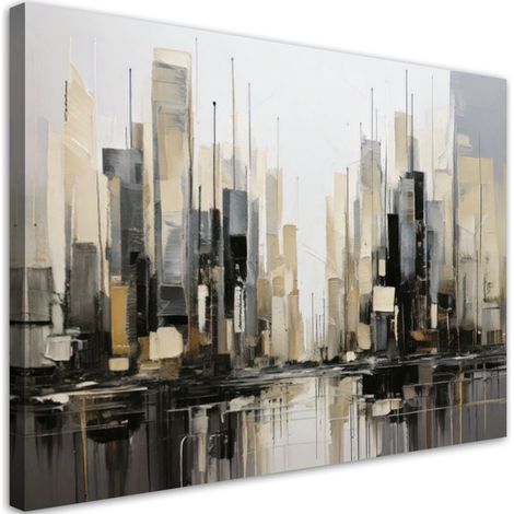 Modernes Wandbild Abstrakte Stadtarchitektur in Beige 60x40 cm (1/5)