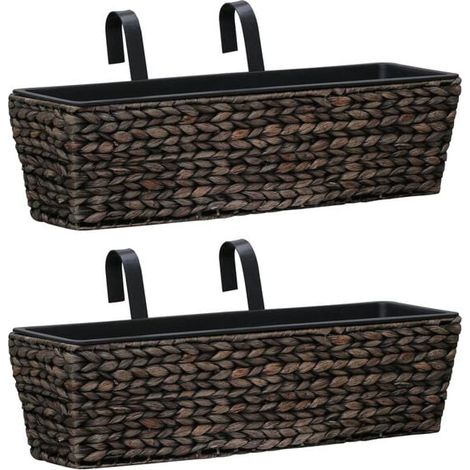 Ensemble de deux pots de fleurs en jacinthe d'eau brune (1/5)