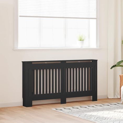 Cache-radiateur Noir - Couvre Radiateur - Revêtement de Radiateur pour Maison 152x19x81 cm MDF -BonneVie33970 (1/5)