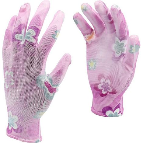 FLO 74131 - guantes de jardín de poliéster 10 Luz "aumentaron la impresión de las flores (1/5)