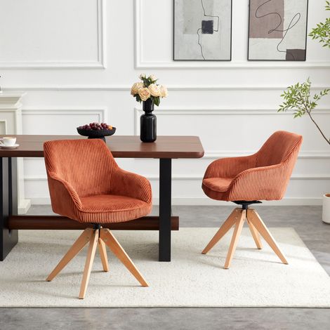 sedie girevoli 360 gradi in velluto rosso mattone OKMYHOME (1/5)