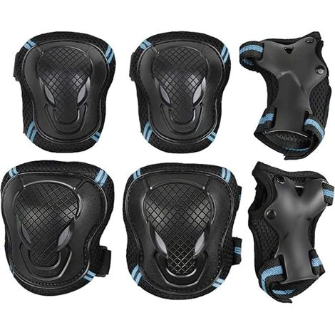 Genouilleres Enfants - Coudieres Enfants - Protections Poignets Enfants - Coque Rigide Pe - Rembourrage Eva - Pour Skateboard Patinage Velo - Lot De 6 Pieces (1/5)