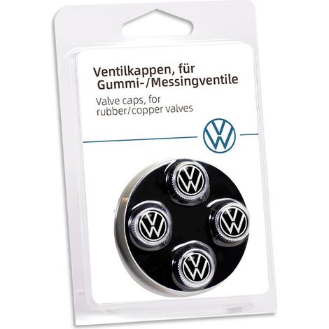 Lot de 4 Bouchons de Valve Métal VW 000071215D Argenté - Logo VW Pour Valves Caoutchouc Laiton