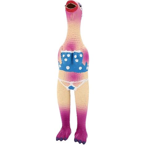 Jouet pour chien en latex en forme de poulet qui couine, jouet de plage et de jardin, jouet à mâcher pour enfants et adultes, jouet en forme de poulet qui émet un son « OK ». (1/5)