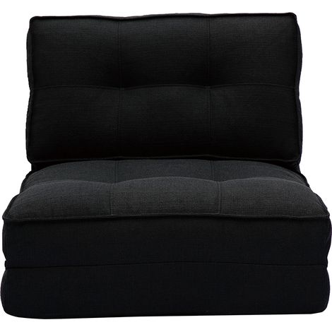 Miliboo – Chauffeuse convertible 1 place en tissu noir – 5 positions de dossier – Confort optimal avec coussin intégré – Dimensions L74 x P85 x H65.5 cm