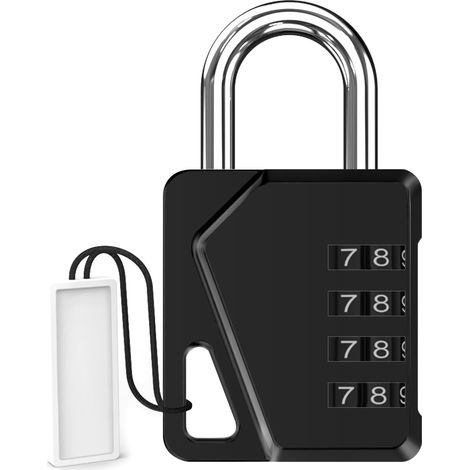 Noir Cadenas Code 4 Chiffres, cadenas à code en Alliage de Zinc pas Besoin de Clés, Changez vous Même Votre Code à Volonté, Cadenas à Combinaison pour Casiers, Garages, Portails, écoles