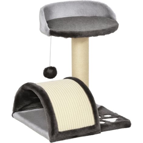 Tiragraffi per gatti con pallina e pali in corda di sisal, grigio, 35,5 x 37 x 46 cm, spedito direttamente dal negozio. (1/5)