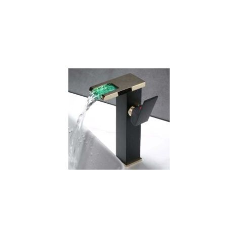 Rubinetto da bagno moderno a cascata, elegante miscelatore per lavabo, miscelatore in ottone, acqua calda e fredda disponibili, finitura cromata G 3/8 nero