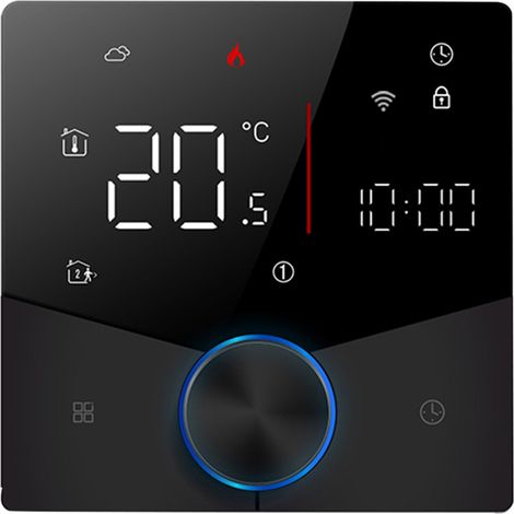 Eosnow Smart Tuya WiFi-Thermostat, Sprachsteuerung, digitaler, wöchentlich programmierbarer Temperaturreglerknopf mit dimmbarer Lichtfarbe für Wasser-/Gaskesselheizung, kompatibel mit Tmall Genie Amaz