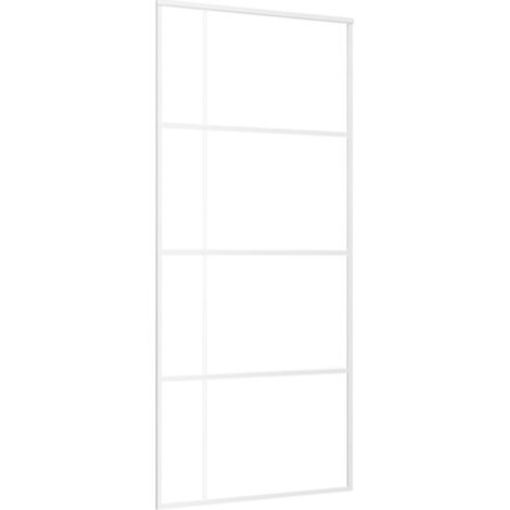Puerta corredera ESG vidrio y aluminio blanca 90x205 cm vidaXL