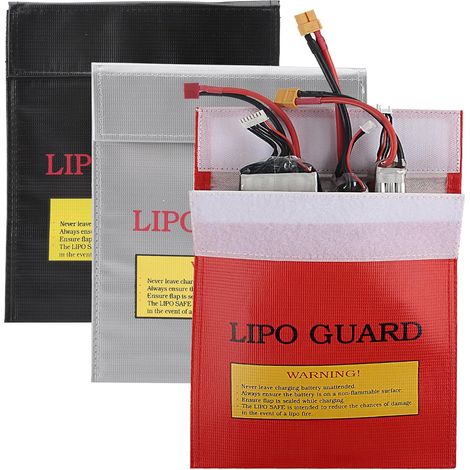 3 bolsas de seguridad ignífugas e impermeables para baterías Lipo, protección ignífuga, protección antiexplosión para baterías Lipo, carga segura y transporte de objetos de valor. (1/5)