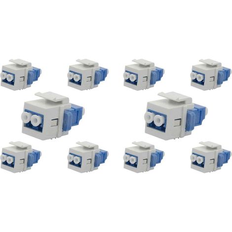 Adaptateur fibre optique LC à 10 canaux, coupleur Keystone multimode duplex LC vers LC 10 Gb/s femelle-femelle, adapté aux panneaux muraux et aux panneaux de brassage. (1/5)