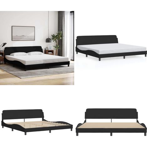 Bettgestell ohne Matratze Schwarz 200x200 cm Stoff - Doppelbett - Boxspringbettwagen - Massivholzbette - Bettsofa - Lattenrost - Home & Living (1/5)