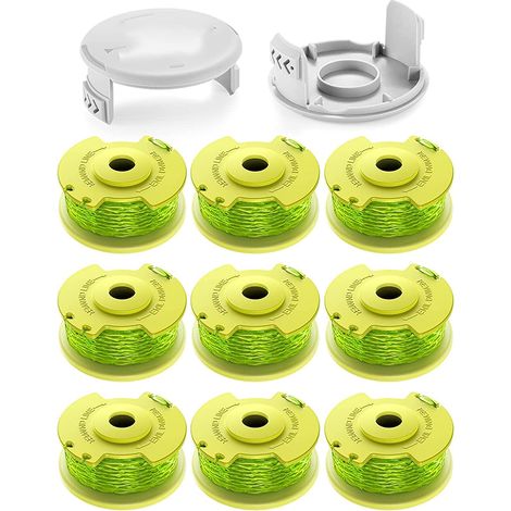 Compatible con accesorios para cortadoras de césped RYOBI, cabezal de corte de césped AC80RL3/AC14HCA y cuerda de corte de césped (9 carretes, 2 cubiertas). (1/5)