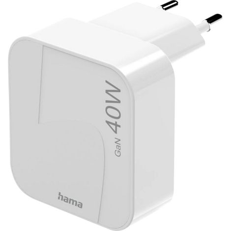 Hama Chargeur USB 40 W USB-C® Power Delivery 3.0, QC 2.0, QC 3.0 blanc pour prise murale GaN, USB Po